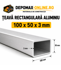 Teava rectangulara aluminiu 100 x 50 x 3 mm, 6 metri (EN AW-6060) Teava rectangulara aluminiu 100 x 50 x 3 mm, 6 metri (EN AW-6060)